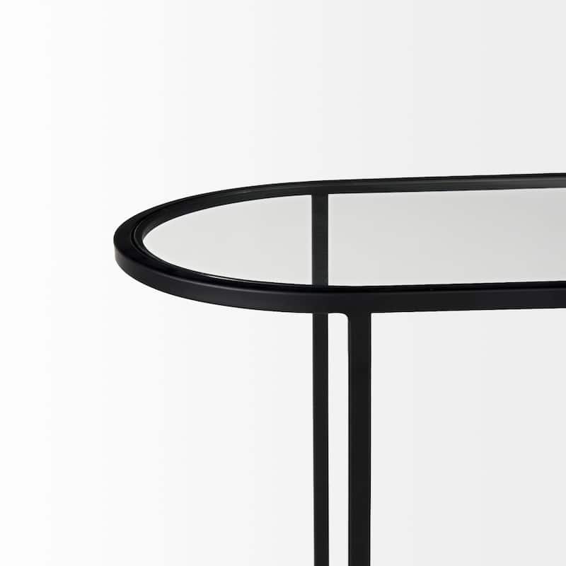 Celine Black Iron & Glass Nesting Accent Tables - 24.2L x 12.6W x 22.4H