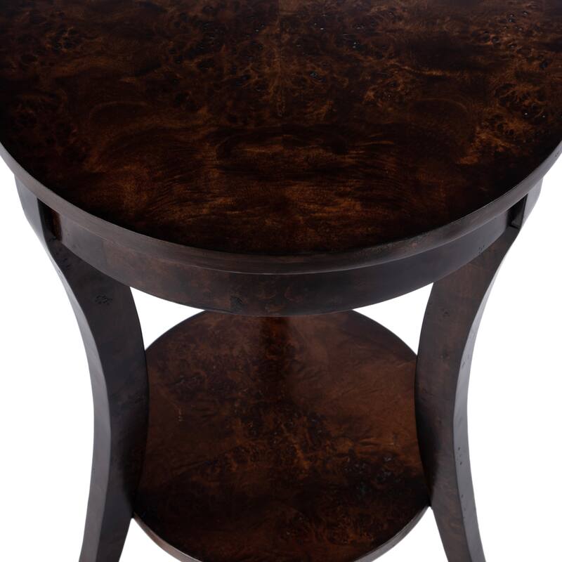 Holdin Round Burl Wood 18"W Side Table
