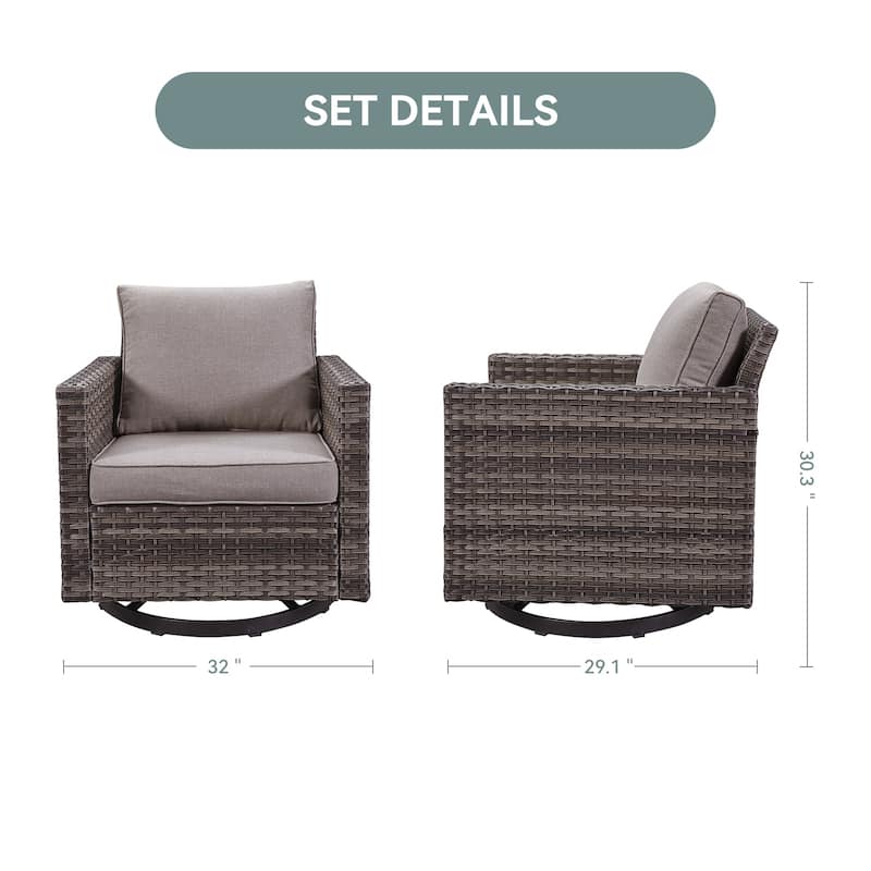 Gymojoy 5PCS Outdoor Swivel Chairs with Fire Pit Table