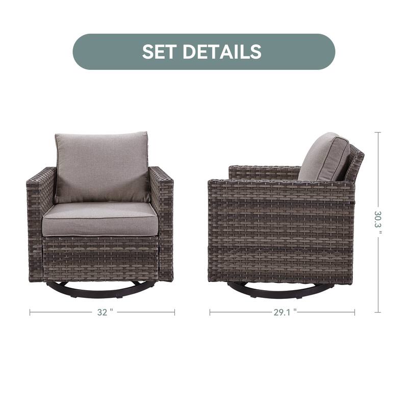 Gymojoy Wicker Swivel Glider Chair with 4 inch Olefin Cushions