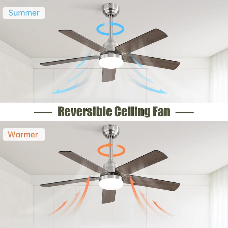 42-Inch Modern Ceiling Fan with Dimmable LED Light & Remote Control - 42