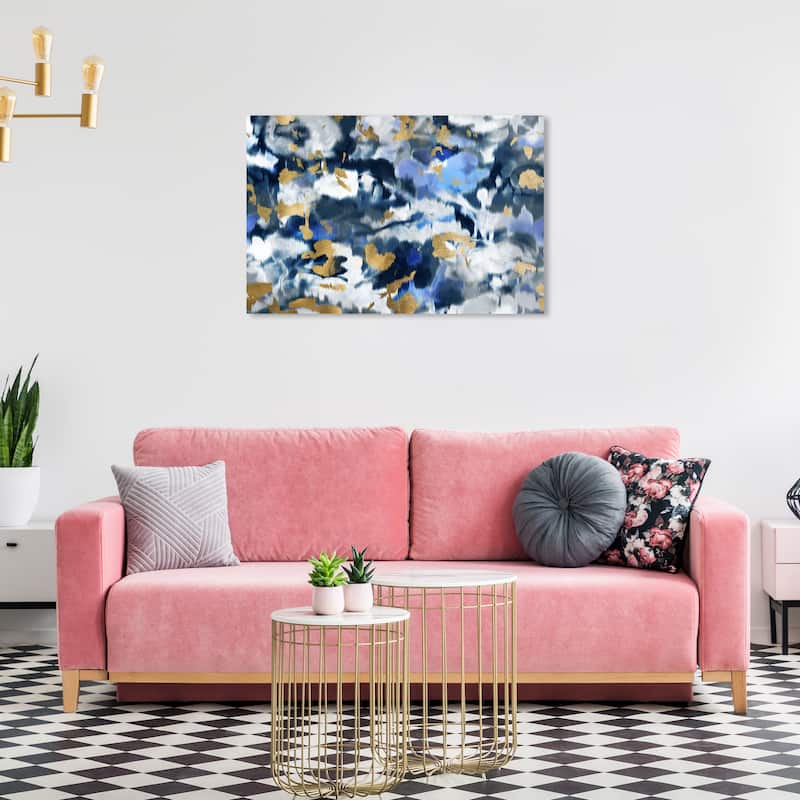 Wynwood Studio Abstract Blancanada Blue and Metallic Gold Modern & Contemporary Wall Art Canvas Print - 24 x 36