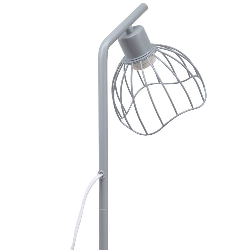 Metal Industrial Cage Floor Lamp with Curved Arm and Rotary Switch - 9.57 x 7.87 x 54.50 in. (L x W x H)