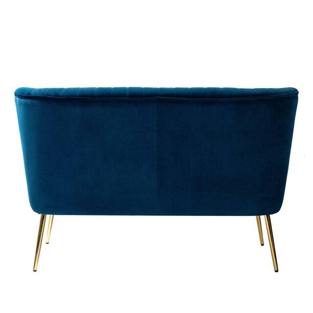 HULALA HOME Monica Modern Velvet Tufted Loveseat with Metal Legs