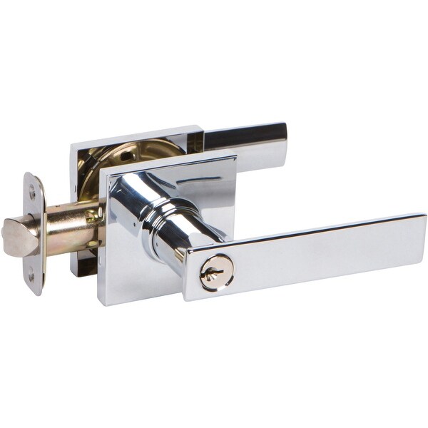 Delaney 500-HK Contemporary Single Cylinder Keyed Entry Door Lever Set with HK Lever and Square Rose