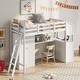 preview thumbnail 4 of 12, Pine Wood Loft Bed with Wardrobe, Desk, and Swappable Ladder - Twin Size