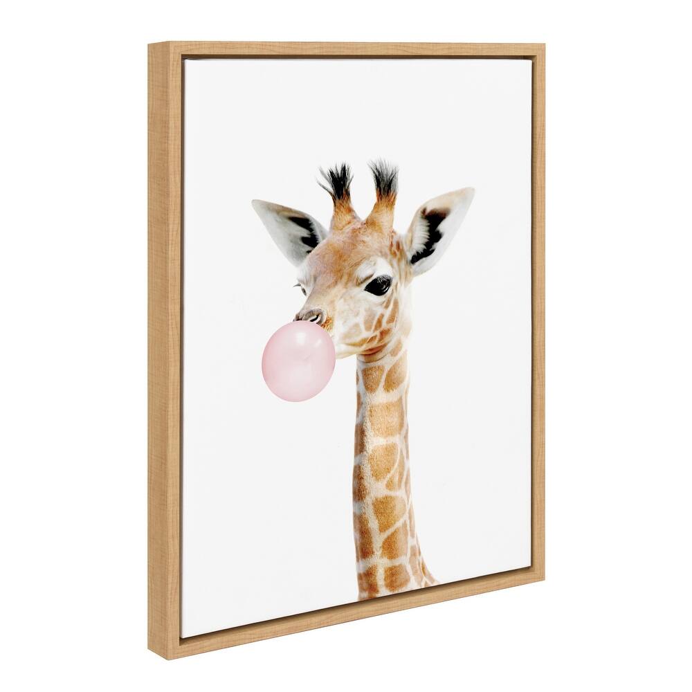 Kate and Laurel Sylvie Gum Giraffe Framed Canvas by Amy Peterson