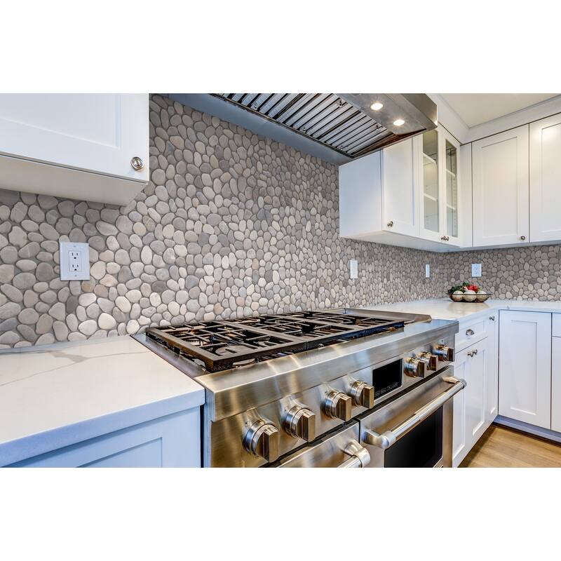 Classic Pebble 11 in. x 11 in. Mesh-Mounted Mosaic Wall and Floor Tile