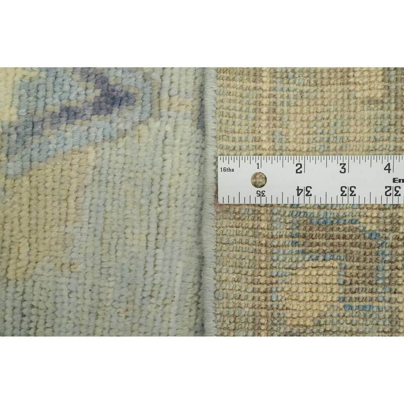 Vegetable Dye Wool Oushak Turkish Area Rug, Floral Geometric Carpet - 11' 8'' X 9' 0''