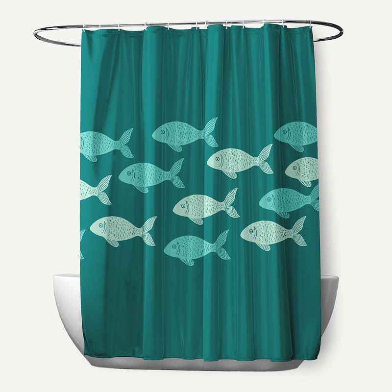 Fish Line Animal Print Print Print Shower Curtain - Green
