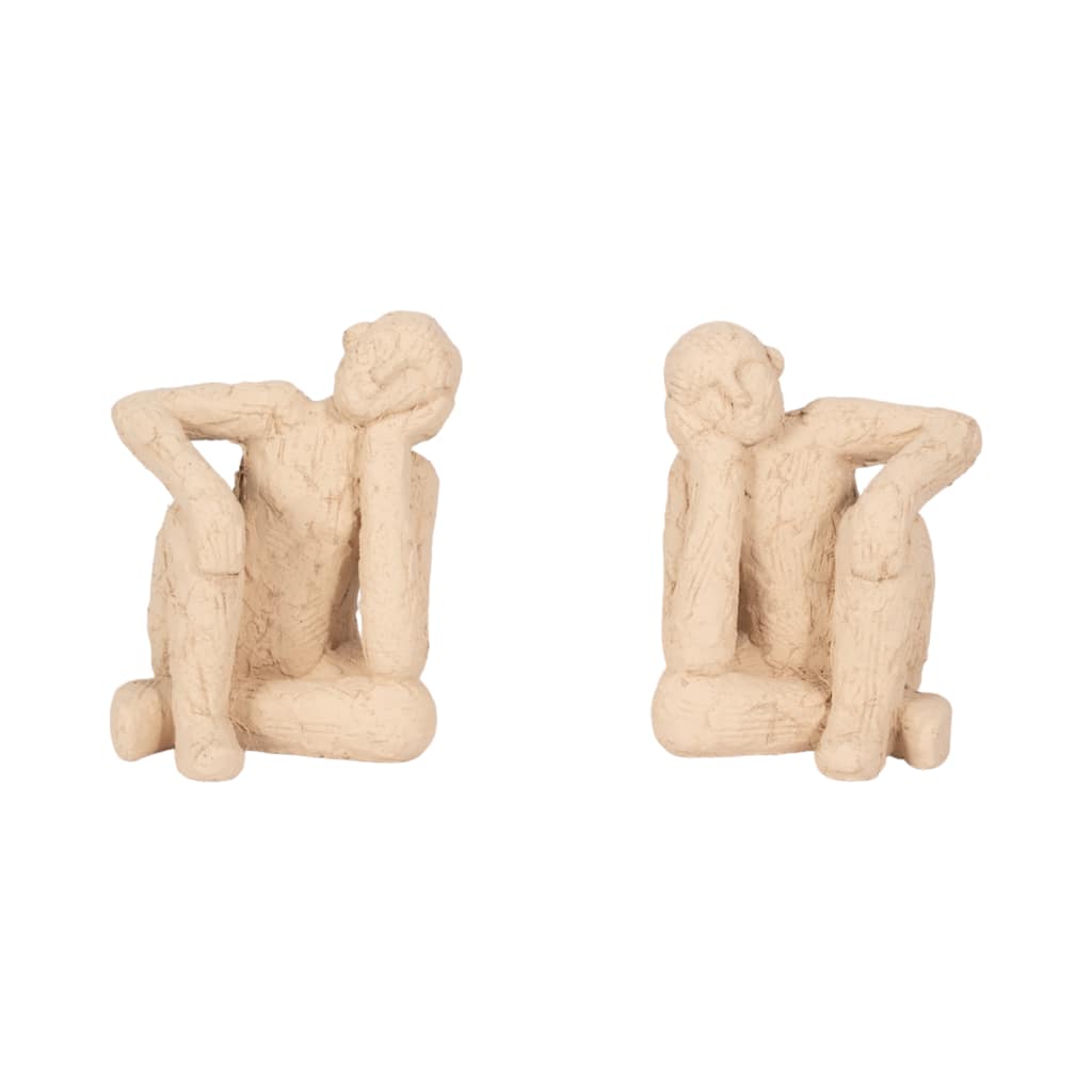 Sagebrook Home Cement Thinking Man Bookends, Inspiring Tan Decor, 7 Inch, Set of 2 - 6" x 5" x 7"