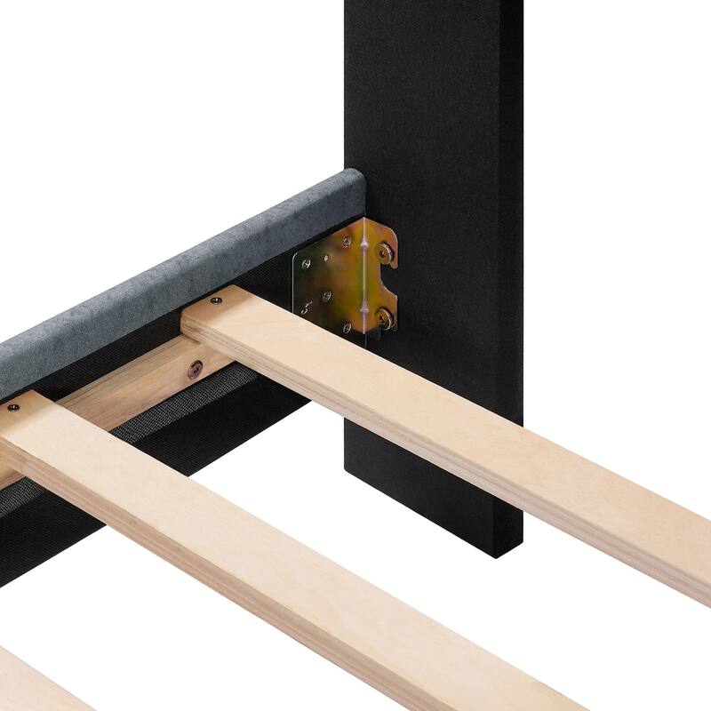 Upholstered Bed Frame Modern Platform Bed Frame with Nailhead Trim Adjustable Headboard/Wood Slat Support/No Box Spring Needed