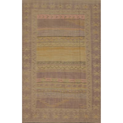 Hand Woven Oriental 100% Wool Carpet Southwestern Tribal Purples Kilim Area Rug - 7' 11'' X 5' 2''