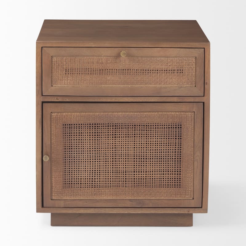 Grier Light Brown Wood w/ Cane Accent Table