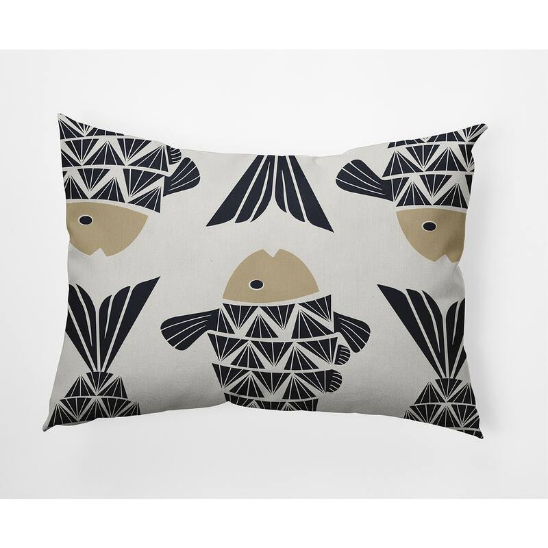 Big Fish Nautical Decorative Indoor Pillow - Taupe - 14" x 20"