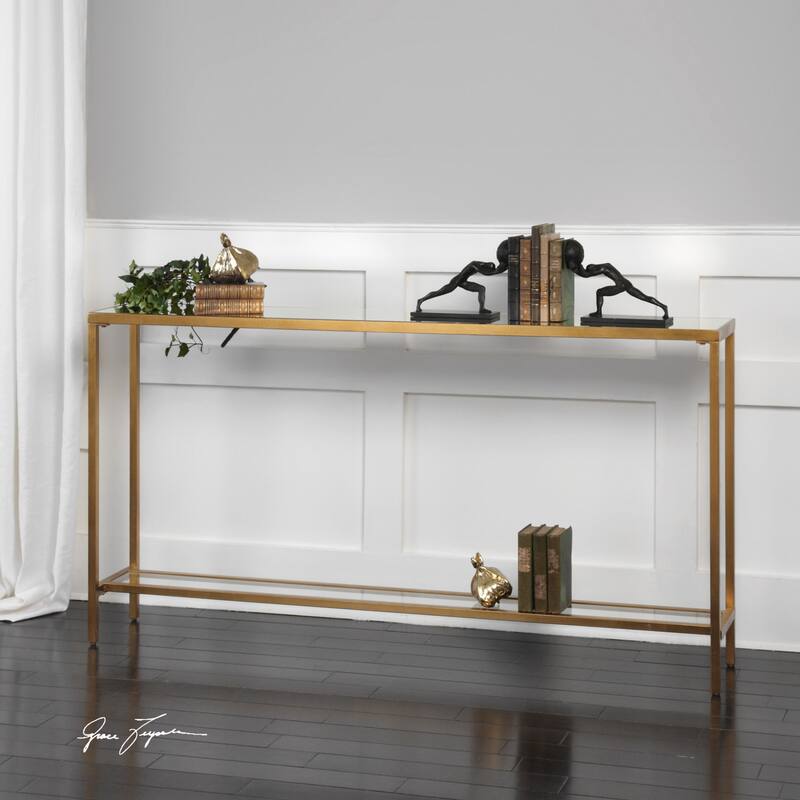 Uttermost Hayley 60 Inch Wide Metal Console Table with Mirrored Top