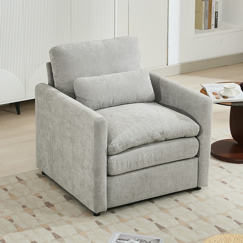 31.9" Comfy Cloud Armchair,Oversized,Plush Upholstered,Double Cushion - Light Grey