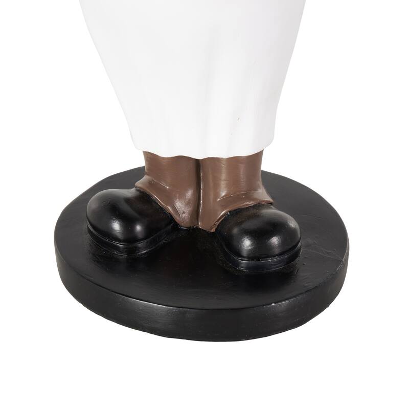 White Polystone Kitchen Decorative Figurine Chef Decorative Sculpture with Black Tray
