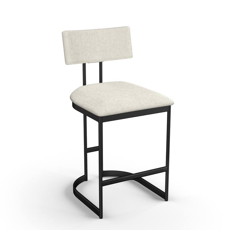 Amisco Lucio Counter and Bar Stool - Light Beige PVC / Black Metal - Bar Height