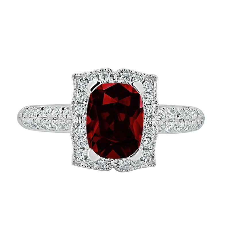 Auriya 1 3/8ct Fancy Cushion-cut Garnet Halo Diamond Engagement Ring 1/3ctw 14k Gold