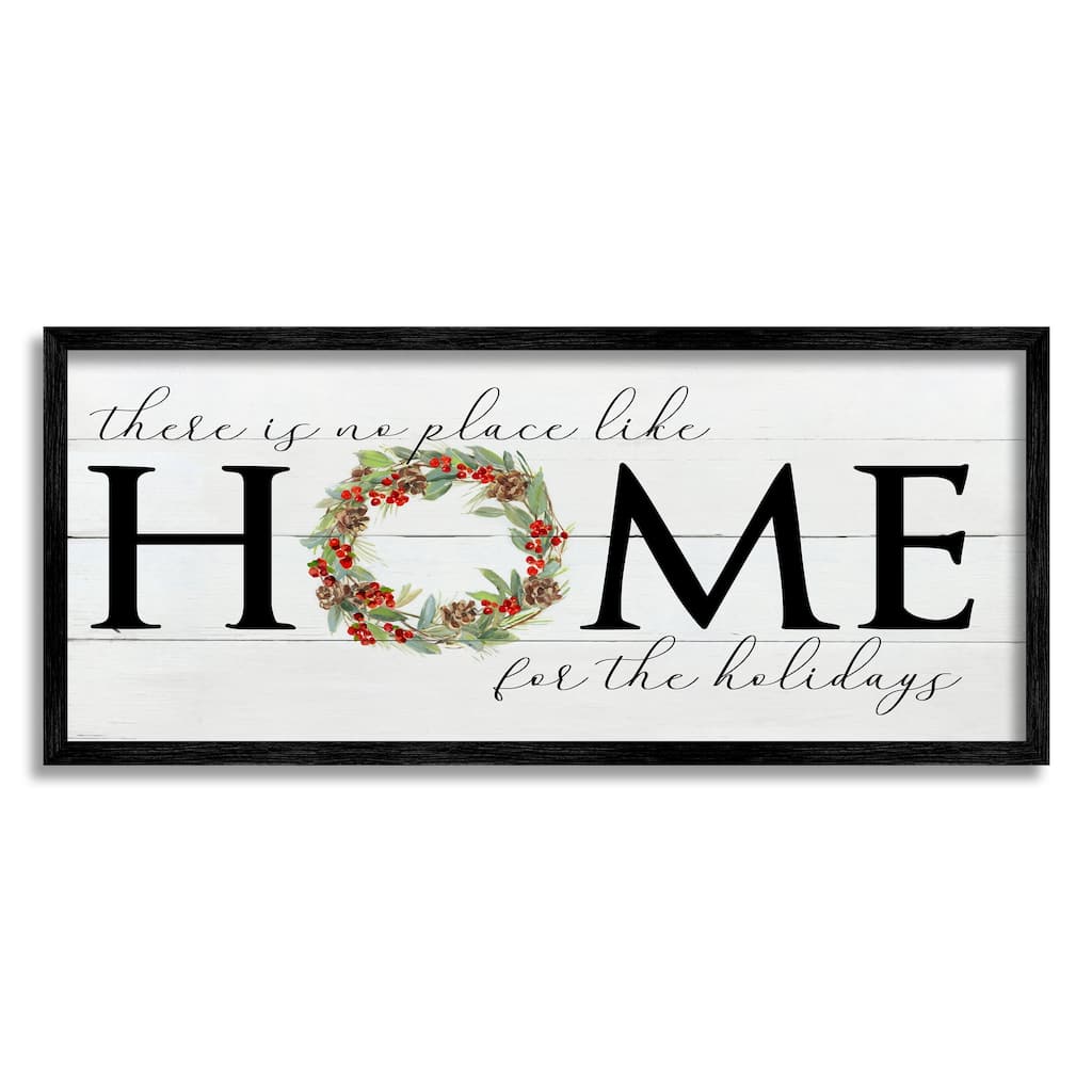 Stupell No Place Like Home for Holiday Holly Wreath Framed Wall Art - Green