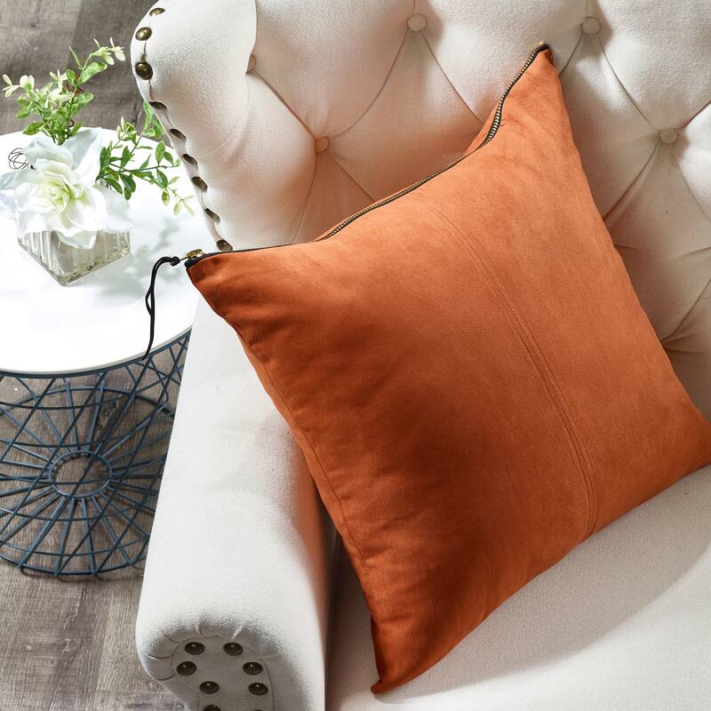 Suede 2 Piece Pillow Shell Set with Big Zipper, NO INSERT