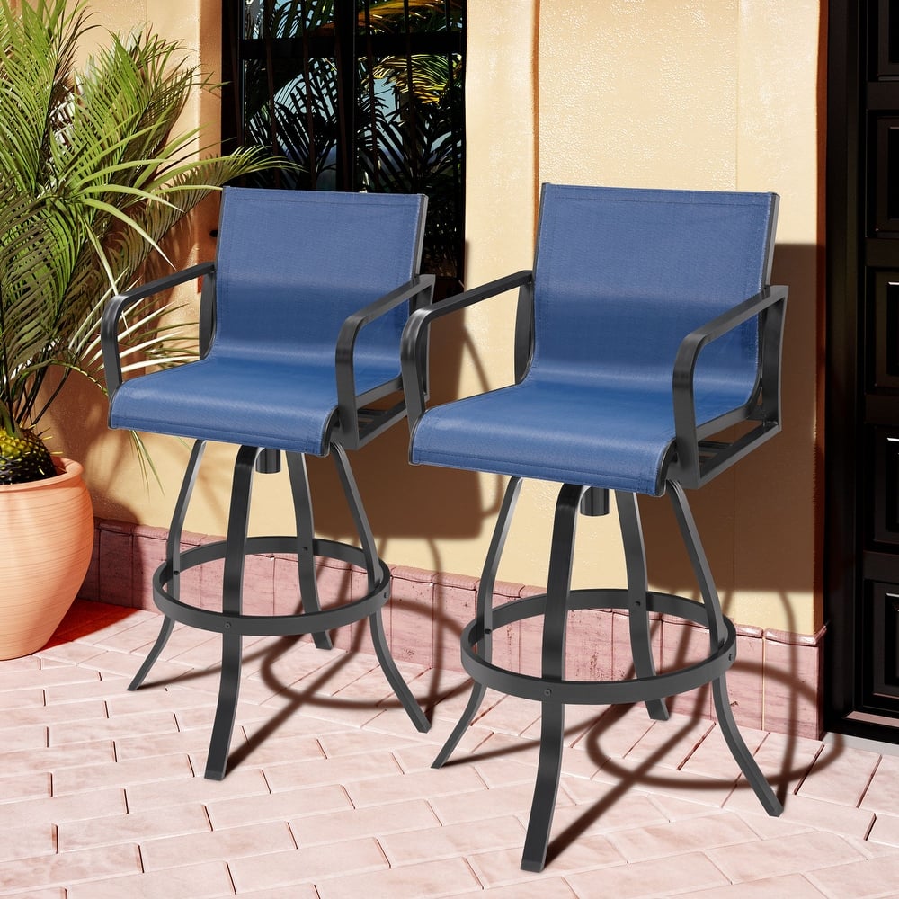 Pellebant Outdoor Aluminum Swivel Barstool Patio Bar Stools with Sunbrella Fabric - 18.31"Lx18.31"Wx43.31"H