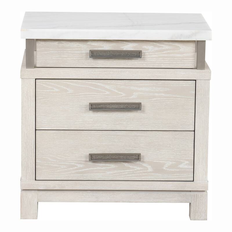 Furniture of America Nansice 3-Piece Weathered Grey Wood Panel Bedroom Set with LED Headboard