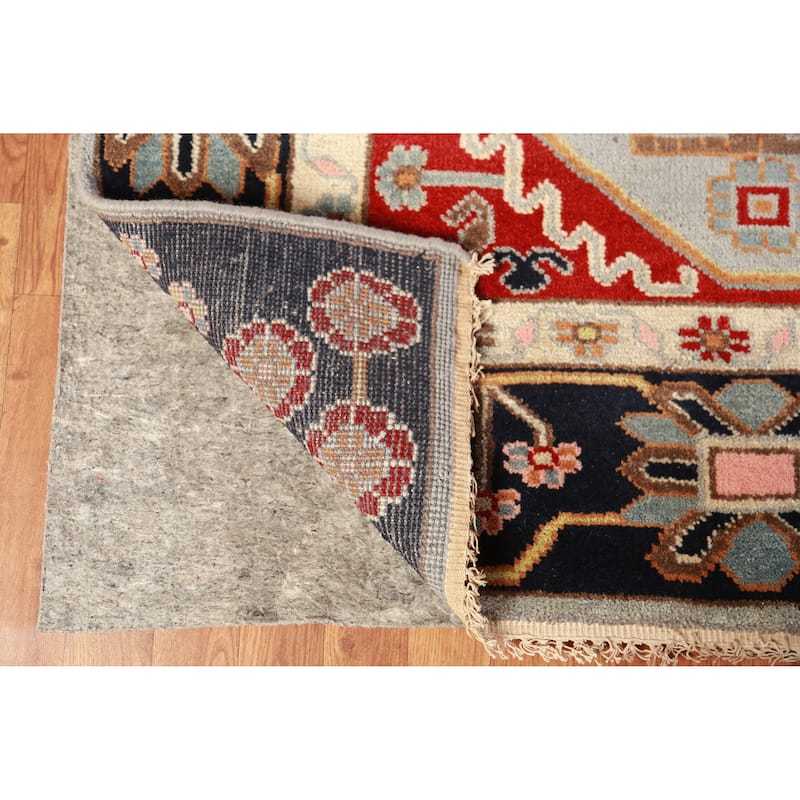 Hand Knotted Oriental 100% Wool Carpet Traditional Medallion Navy Blue & Blues Kazak Area Rug - 9' 9'' X 8' 1''