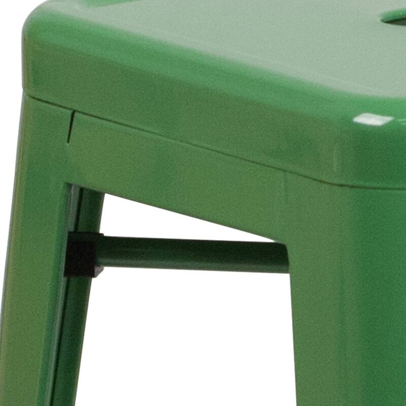 24" High Backless Metal Indoor-Outdoor Counter Height Stool w/Square Seat