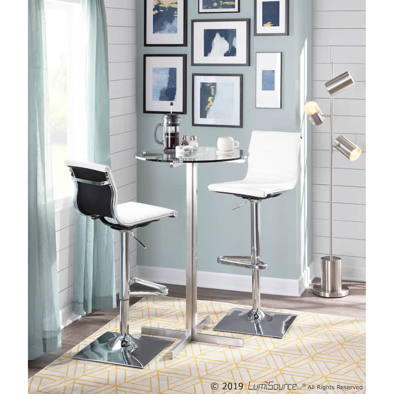 Porch & Den Tower Master Contemporary Adjustable Bar Stool in Faux Leather - N/A
