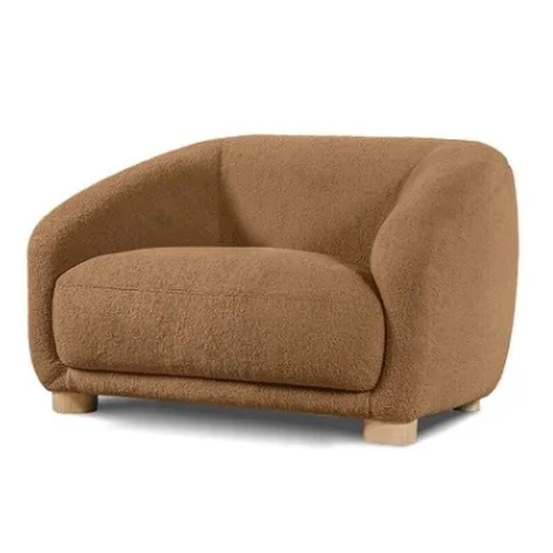 Oliver Accent Chair with Round Back Sloped Arms, Soft Brown Boucle