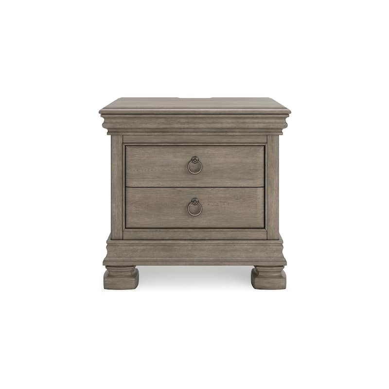 Orny Nightstand, 3 Drawer, 28 Inch, Light Gray Solid Hardwood Finish
