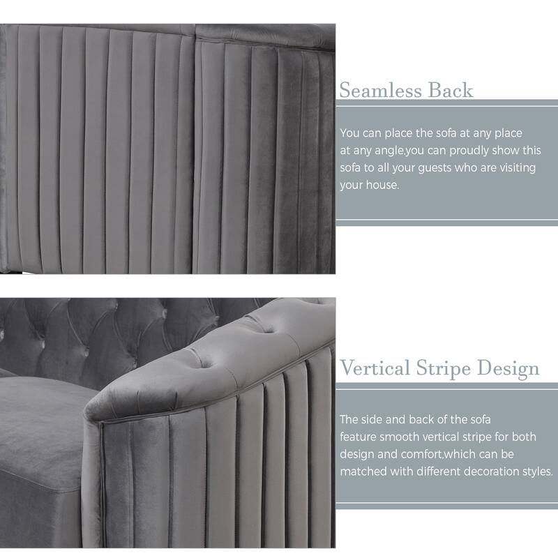 Velvet Modern Accent Sofa Chair with Thick Removable Cushion, Tufted Back, and Solid Wood Legs