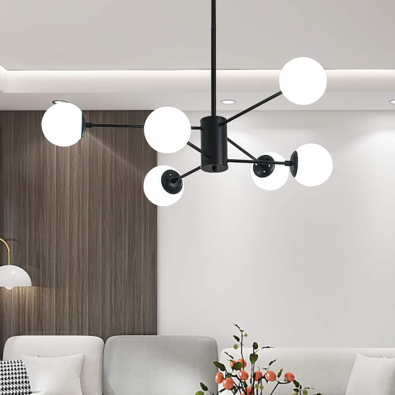 8 - Light Sputnik Modern Lear Chandelier - Black
