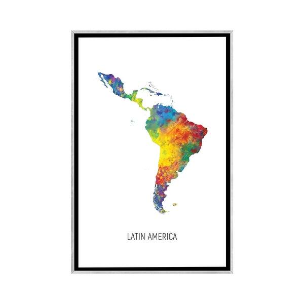 slide 2 of 15, iCanvas "Latin America Map" by Michael Tompsett Framed Silver - 40x26