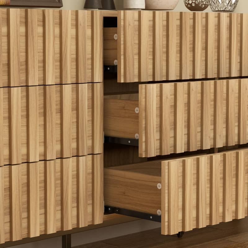 59" W 9-Drawer Storage Cabinet Mid-Century Dresser