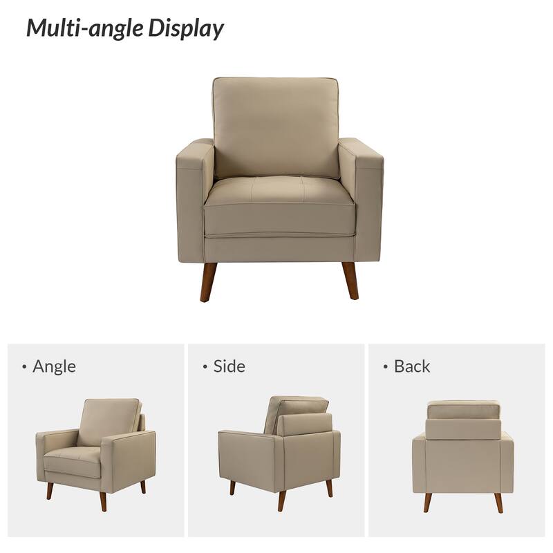 Elizabeth Mid-century Genuine Leather Arm Chair by HULALA HOME