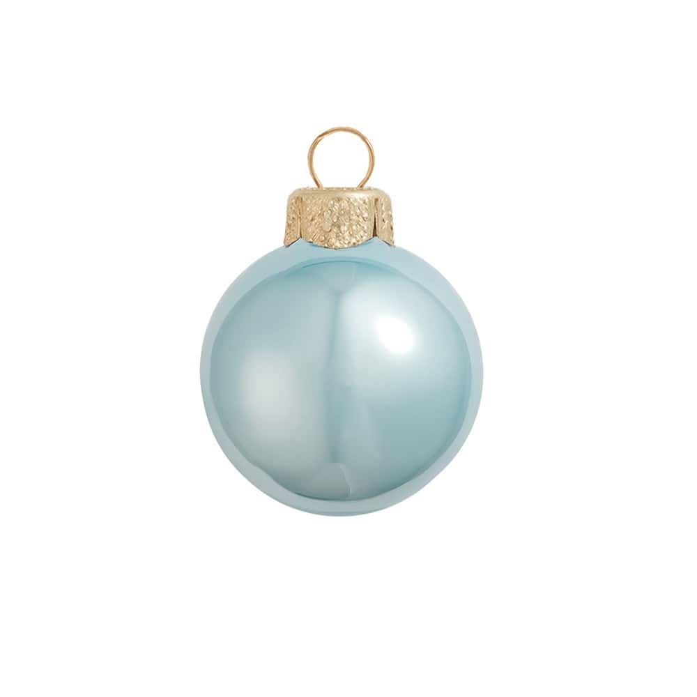 Pearl Finish Glass Christmas Ball Ornaments 1.25" (30Mm) Sky Blue 40Ct