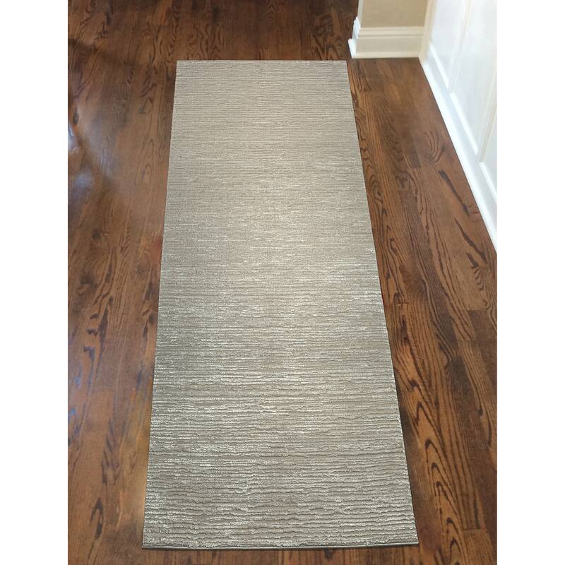 Admire Home Living Sognatore 1228 Transitional Striated Area Rug - 2'2" X 7'7" - Beige