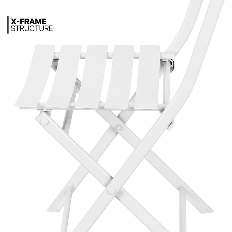 3-Piece Patio Bistro Set, Outdoor Metal Folding Conversation Set for Balcony, Cafe, Yard