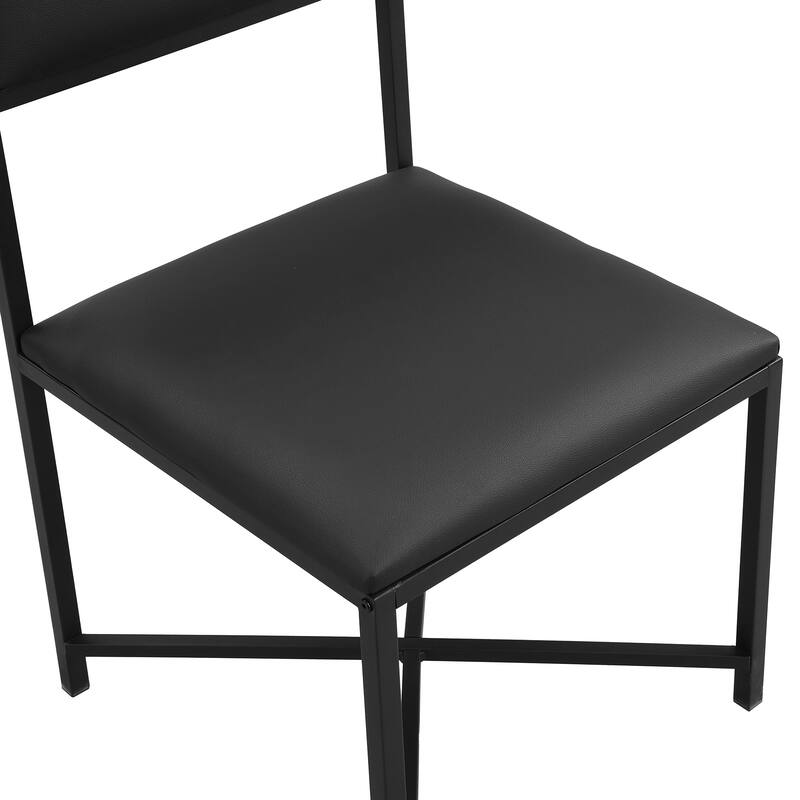 Modern 5-Piece Extendable Dining Table Set, 63" Kitchen Foldable Wooden Table with Lower Storage Shelf and 4 PU Leather Chairs