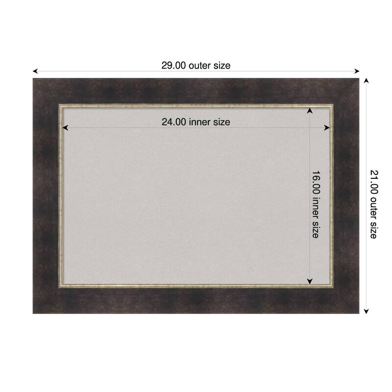 Odin Antique Bronze Wood Framed Cork Board - Bulletin Board, Organization Board, Pin Board - Grey - 29 x 21 in