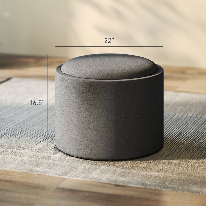 Dark Grey Storage Ottoman with Reversible Tray and Footrest Coffee Table and Extra Storage
