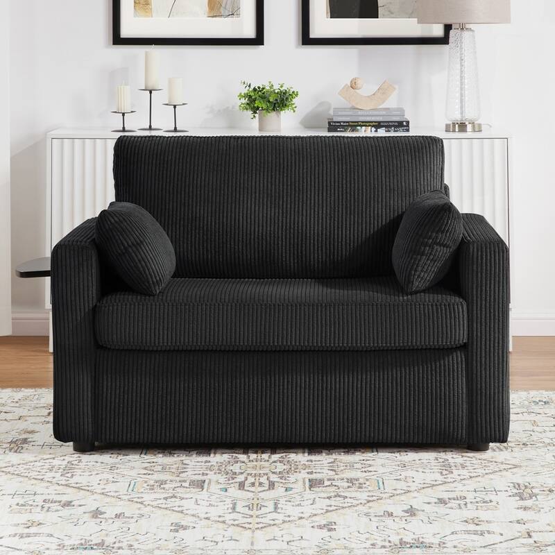 Sleeper Sofa Loveseat Sofa with a Foldable Mattress and Storage Pocket and Two USB Ports - 2 Seat