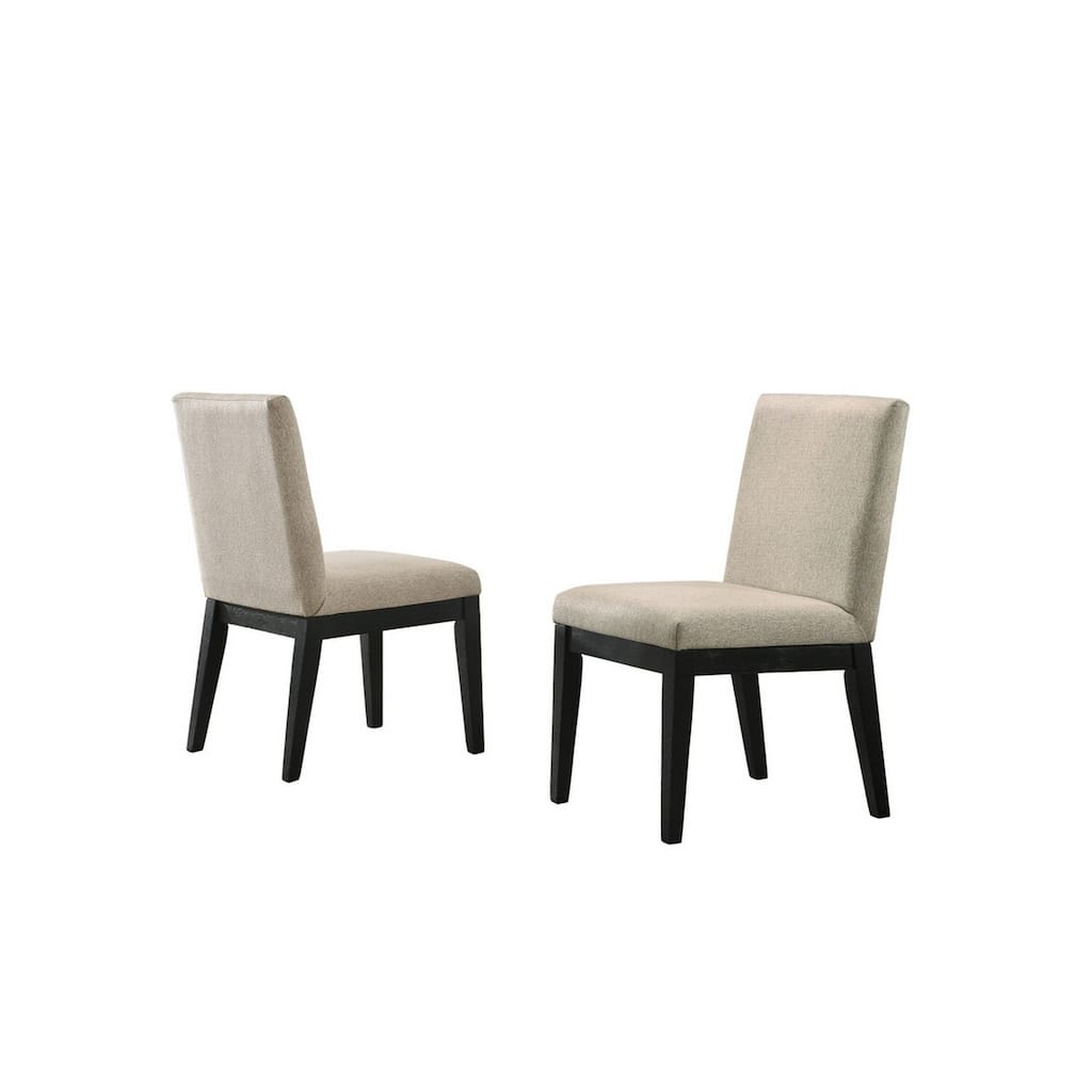 Black/Beige Fabric Upholstered Wood Frame Dining Chair, Set of 2, Sturdy Dining Chair for Dining Rooms - 21.75