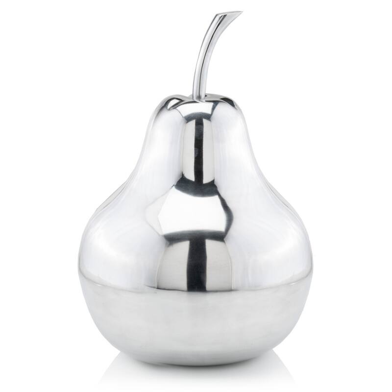 HomeRoots 17" Silver Buffed Aluminum Decorative Pear Tabletop Sculpture - 12' X '17' X '12