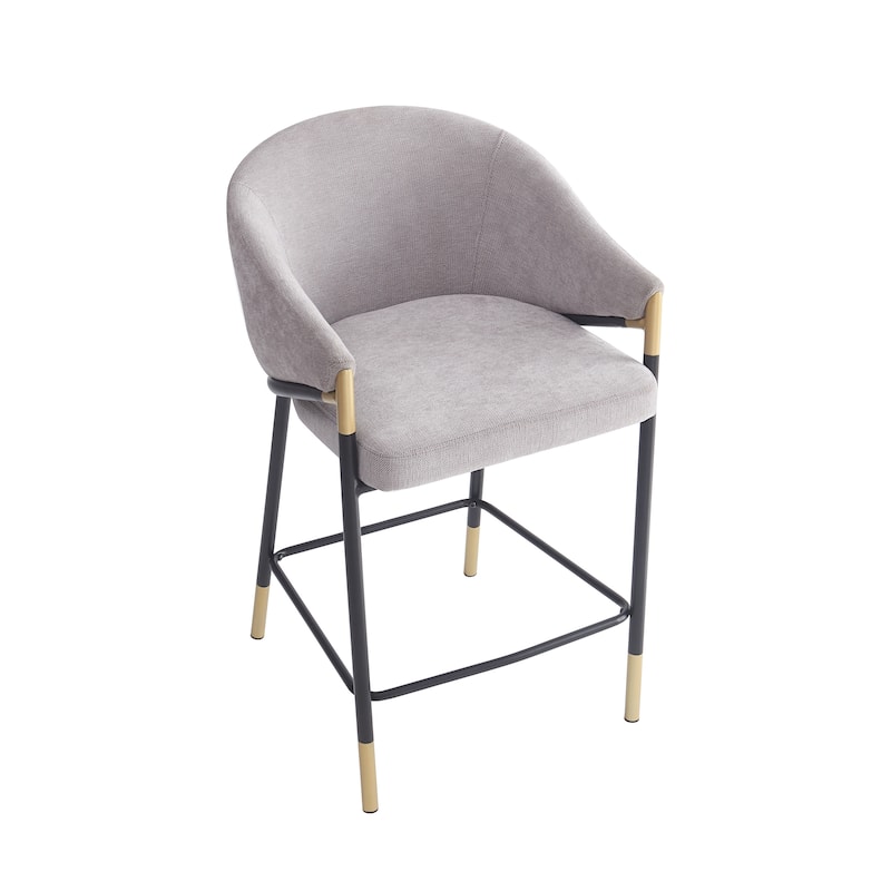 Christopher Knight Home - Soleil Modern 26" Seat Height Bar Stool with Curved Armrests & Gold Accents