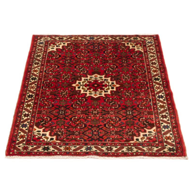 ECARPETGALLERY Hand-knotted Andelz Red Wool Rug - 3'7 x 4'11