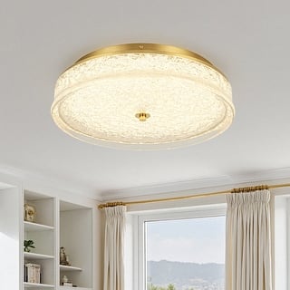 Modern Circular Resin Dimmable LED Flush Mount Ceiling Light - 16.3in